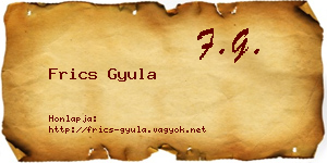 Frics Gyula névjegykártya